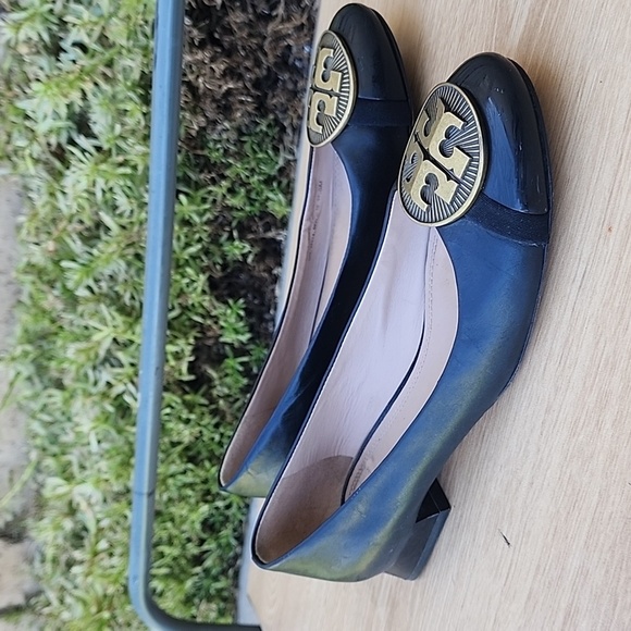 TORY BURCH Black Minnie Embellished Ballerina Low Block Heels #33634 Size 8 - Picture 3 of 12